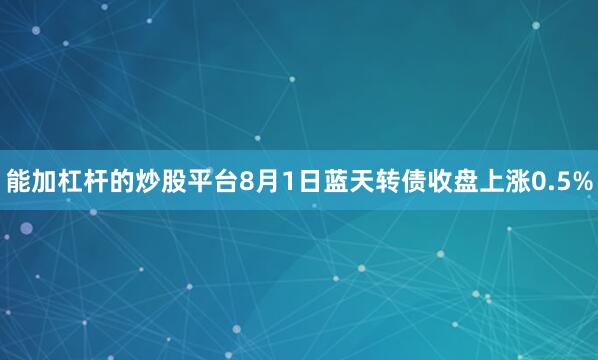 能加杠杆的炒股平台8月1日蓝天转债收盘上涨0.5%